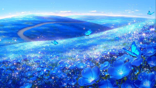 ネモフィラの花畑