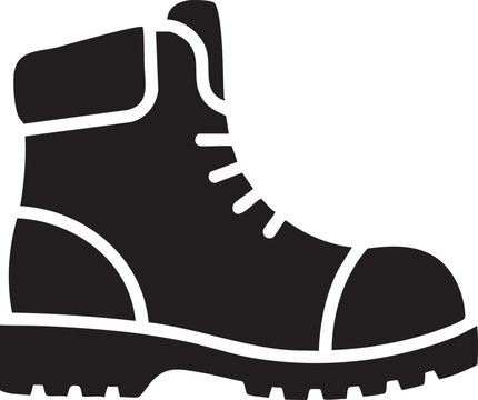Vector black boot icon, footwear symbol