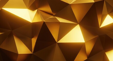 Obraz premium Golden geometric pattern with triangular facets