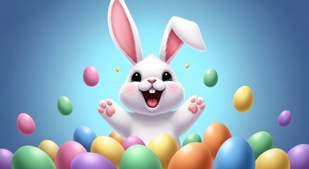 Obraz premium Ester sunday easter bunny celebration with colorful eggs