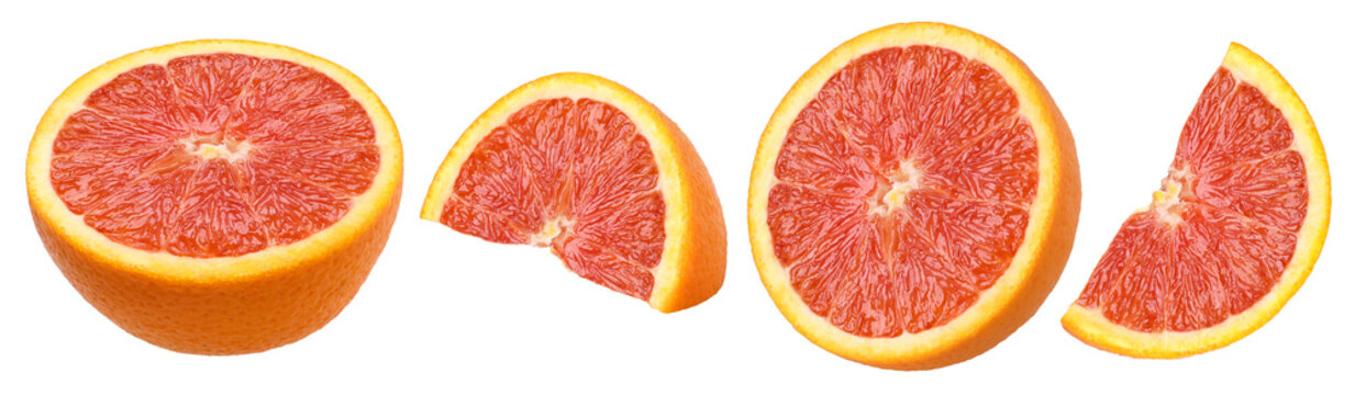 half and piece Cara Cara Orange fruit isolated, transparent PNG