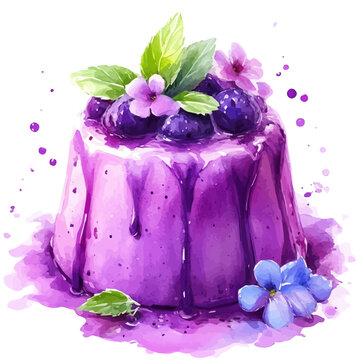 Malva Pudding, artistic semi-realistic fantasy style, soft glow effects, watercolor illustration, white background