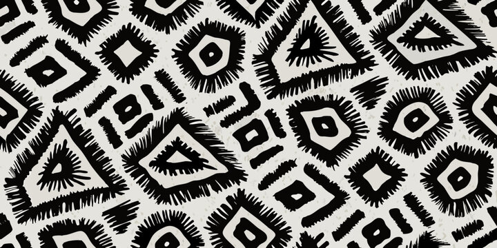 Bold black and white geometric pattern with a tribal inspired design