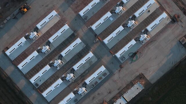 Aerial view of renewable energy battery storage system