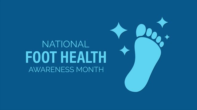 Video animation created to  National Foot Health Awareness Month with minimal footprint icon and soft medical tones. 4k video