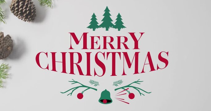 Animation of christmas greetings text over christmas decorations
