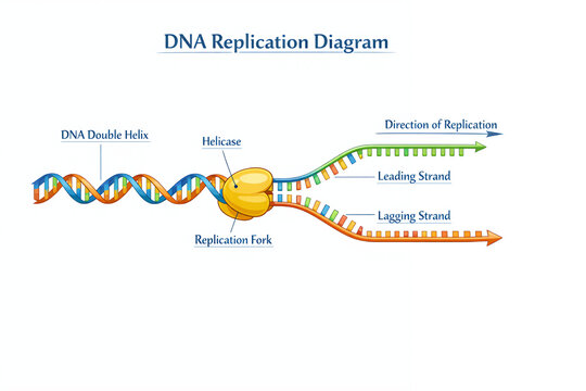 DNA Replication Process Explained | Labeled Biology Diagram