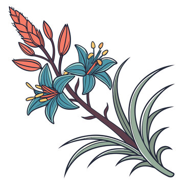 Rare Puya Botanical Vector Isolated