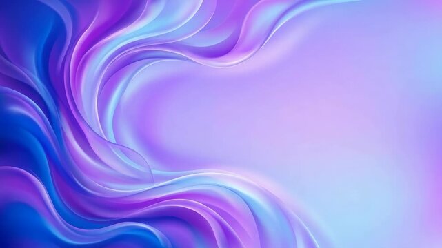 Smooth abstract flowing waves in vibrant purple blue and violet colors with soft light gradients and elegant silk textures