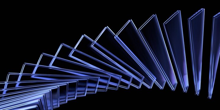 Abstract glass structure, futuristic background design, 3d render