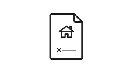 Obraz premium Home document agreement icon, housing contract, property illustration on a white background