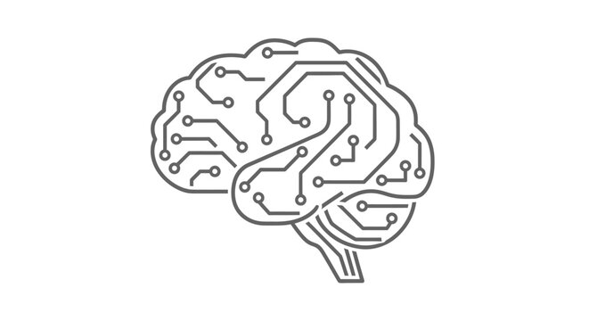 A conceptual depiction of a brain integrated with circuit board technology  no commas or special