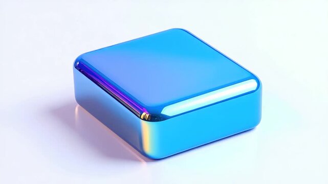 A glossy, rounded rectangular form with vibrant blue gradient and soft, reflective highlights