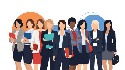 Obraz premium Diverse team of professional businesswomen standing together with confidence, representing female empowerment and leadership in business.