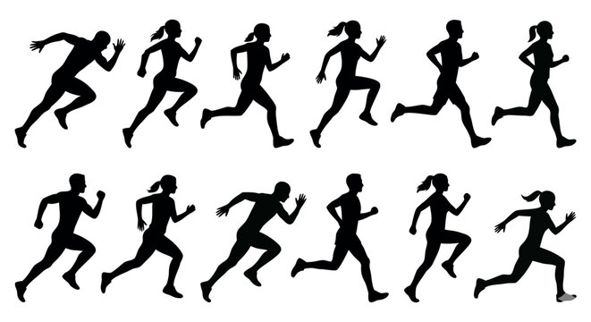 走っているシルエット