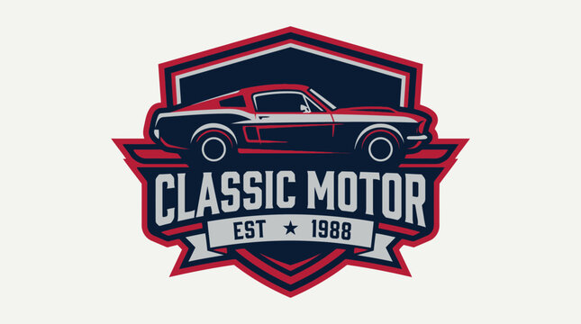 Classic Motor Emblem - Vintage Car Logo Design with Established Year.