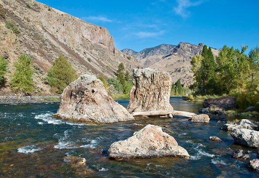 Bitterroot River Flowing through Canyon Setting Montana Western United States