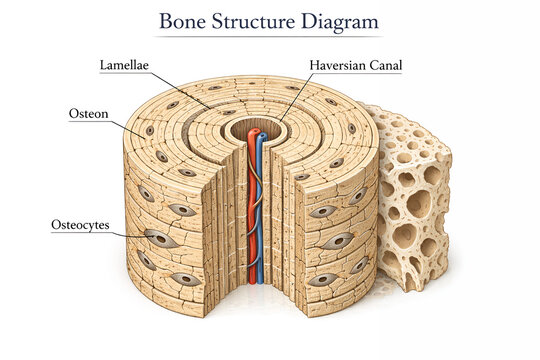 Bone Structure Diagram &ndash; Osteon System and Internal Anatomy