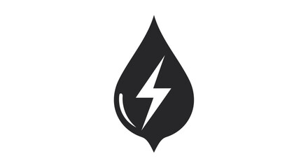 Obraz premium Abstract Energy Symbol: A Black Drop Shape with a Lightning Bolt for Electricity
