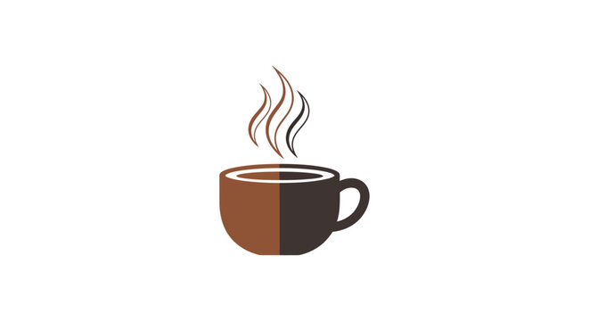 Minimalist coffee cup graphic with steam rising, perfect for branding and design purposes
