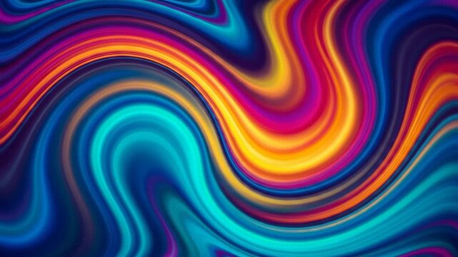 Vibrant multi colored abstract fluid wave patterns with neon blue and orange swirls for creative background
