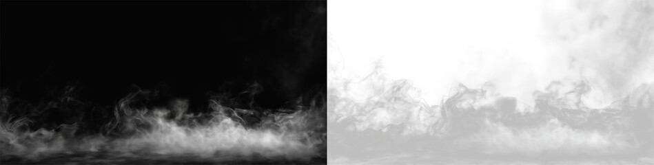 Heavy dry ice smoke and liquid nitrogen vapor flow on transparent background © Alehandro