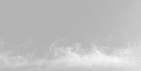 Heavy dry ice smoke and liquid nitrogen vapor flow on transparent background © Alehandro
