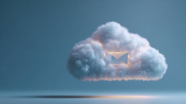 Cloud computing concept with a cloud-shaped icon of an email in the cloud 