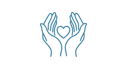 Fototapeta premium Minimalist Heart Symbol Between Two Open Hands Representing Care and Protection