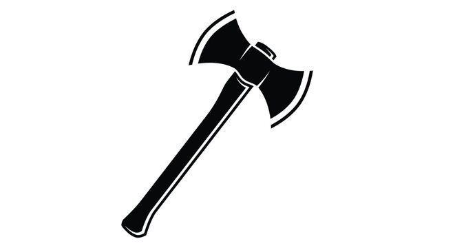 Silhouette of a double headed axe on white background