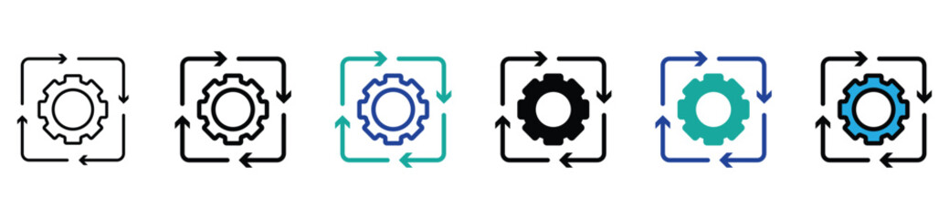 Obraz premium Automation Process and Gear Rotation Icons