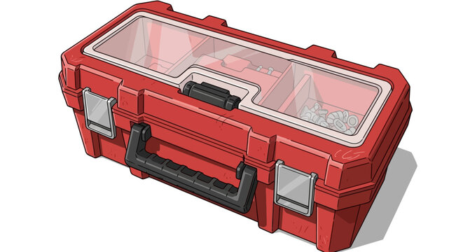 Red Plastic Tool Box Container.