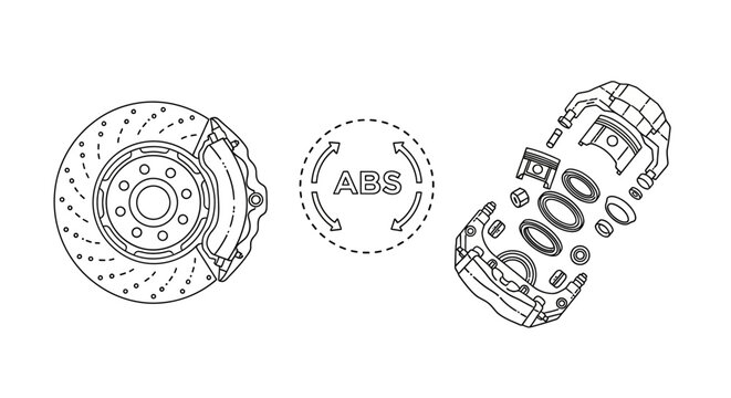 Car Brake System Components Closeup.