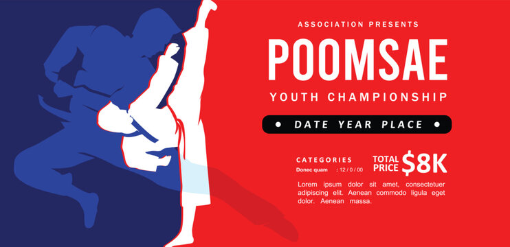 Great elegant vector editable poomsae taekwondo poster background design for your martial art championship event