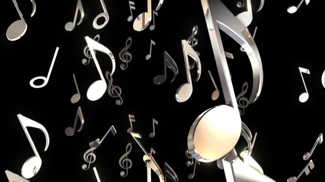Silver Music Notes Falling