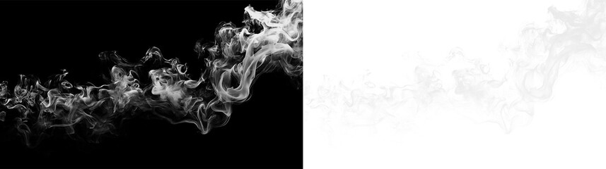 Wisps of smoke drift through the air on a clear background creating a subtle flow in the scene © Liubov