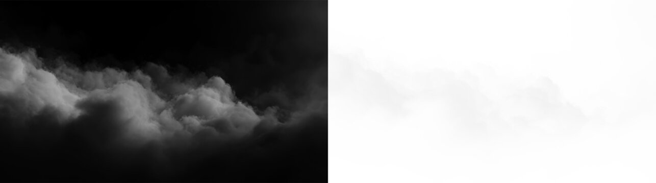 Light smoke drifting on a transparent background in an undefined space or setting
