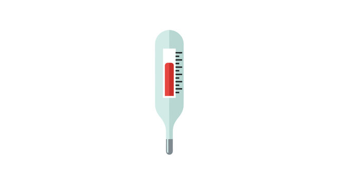 Illustration of a clinical thermometer indicating an elevated body temperature on white background