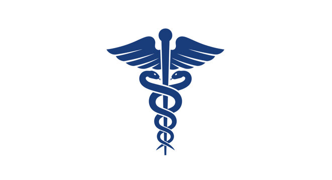 Medical symbol caduceus representing medicine, healing, and healthcare on a white background