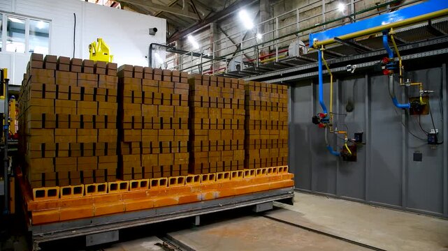 Brick factory. Production line at a factory for the production of building materials