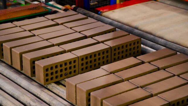 Brick factory. Production line at a factory for the production of building materials
