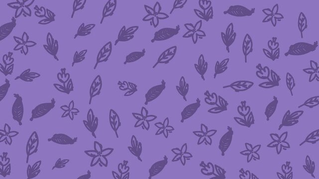 Purple Floral Pattern with Leaves Background Seamless Texture Looping
