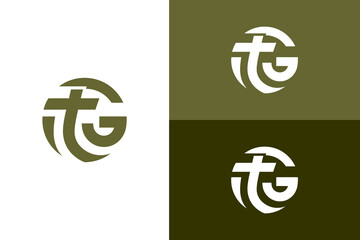 Fototapeta premium Modern abstract TG letter logo design in a circular shape with various color presentations.