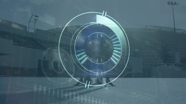 Animation of data processing over african american male runner