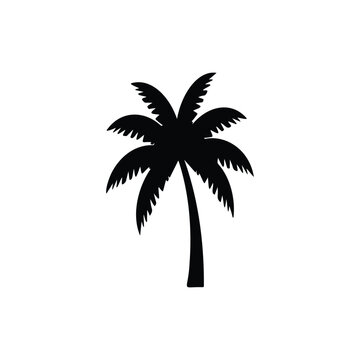 plam tree silhouette vector flat design on white background.

