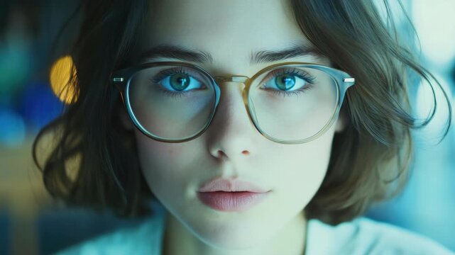 Female looking at camera with introspective expression