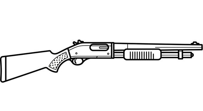 Vintage Pump-Action Shotgun Illustration