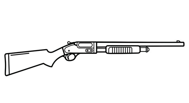 Vintage Pump-Action Shotgun Illustration
