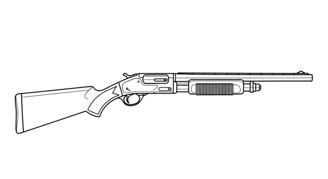 Vintage Pump-Action Shotgun Illustration