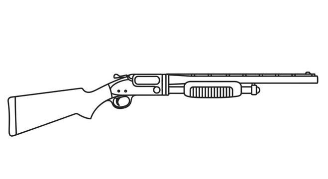 Vintage Pump-Action Shotgun Illustration